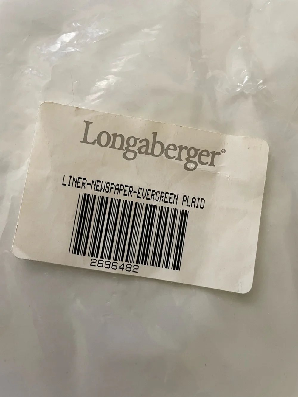 Longaberger Basket Liner Newspaper Plaid W15 1/8” x H14 1/4”